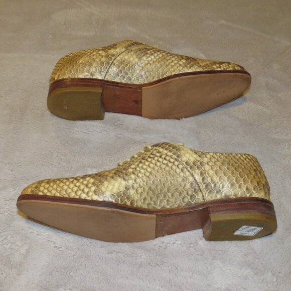 J.M. Weston Cream Snakeskin Leather Custom Made Derby 7C - Picture 7 of 12